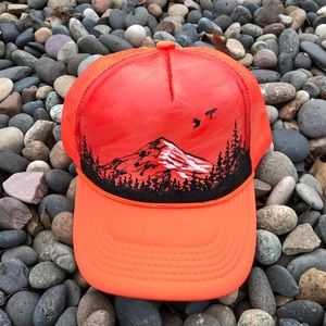 Custom painted trucker hat orange